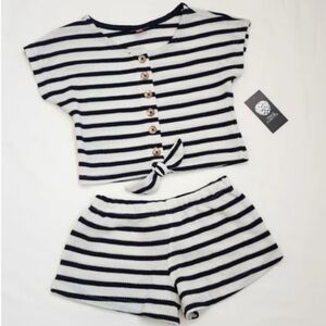 Vince Camuto Navy and White Striped Knit Set